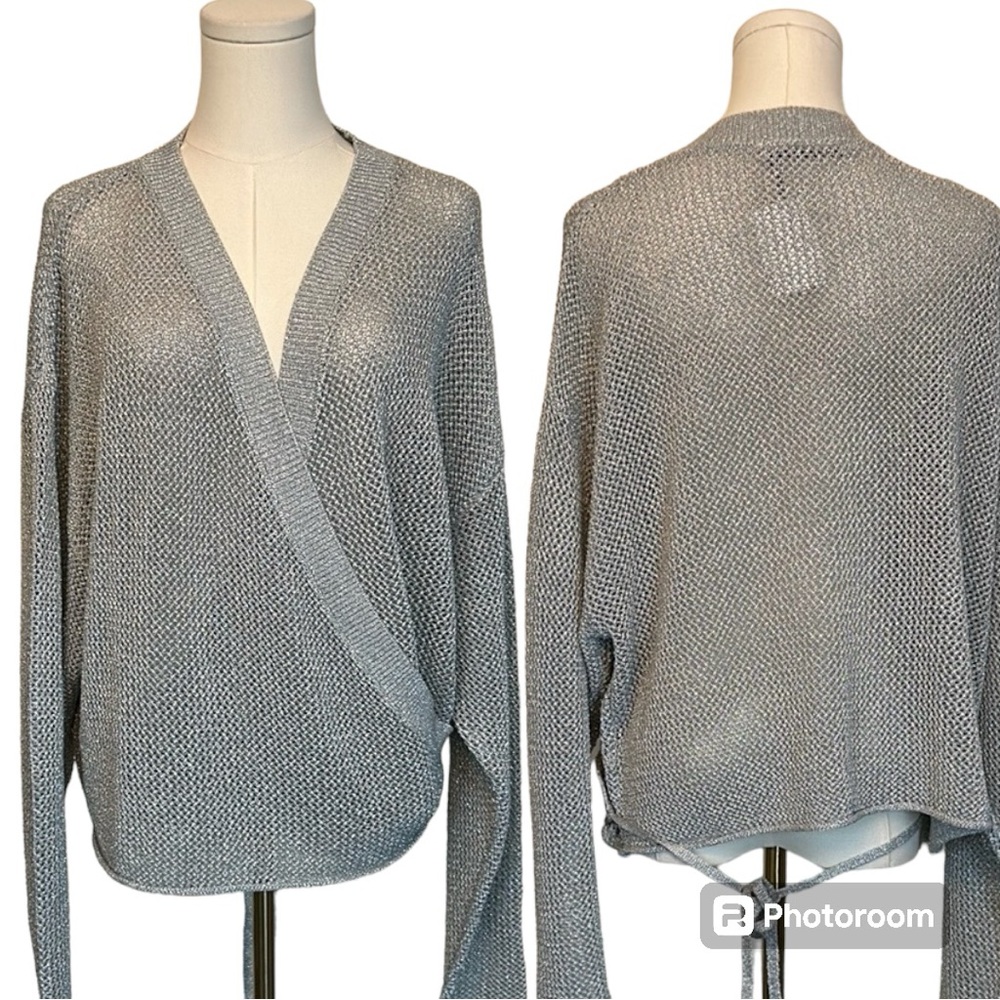 Zara Silver Gray Knit Wrap Cardigan